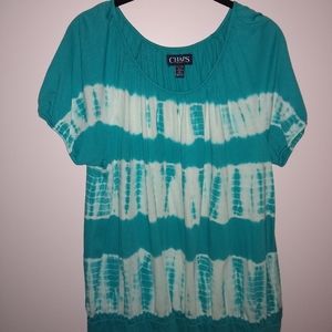 Chaps Teal and White Stripped Blouse